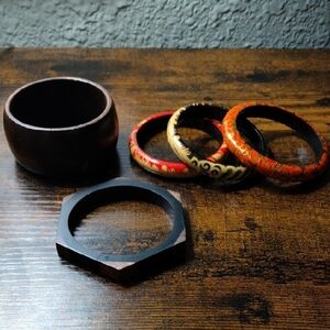 Assorted WOODEN Bracelets 5 qty